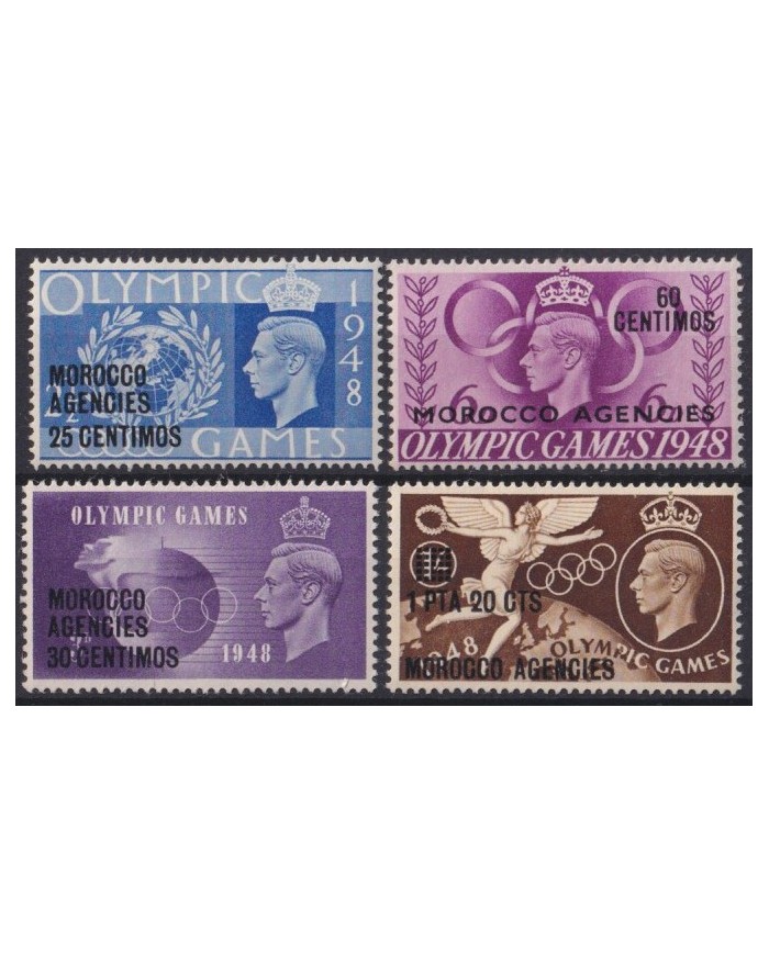 F-EX42318 MOROCCO AGENCIES MARRUECOS MH 1948 OLYMPIC GAMES LONDON OVERPRINT.