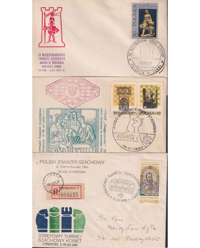 F-EX1906 POLONIA POSLKA POLAND. 10 SPECIAL CANCEL CHESS AJEDREZ.