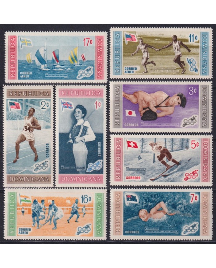 F-EX41889 DOMINICANA REP MH 1956 MELBOURNE OLYMPIC GAMES ATHLETISM SAILING HOCKEY.