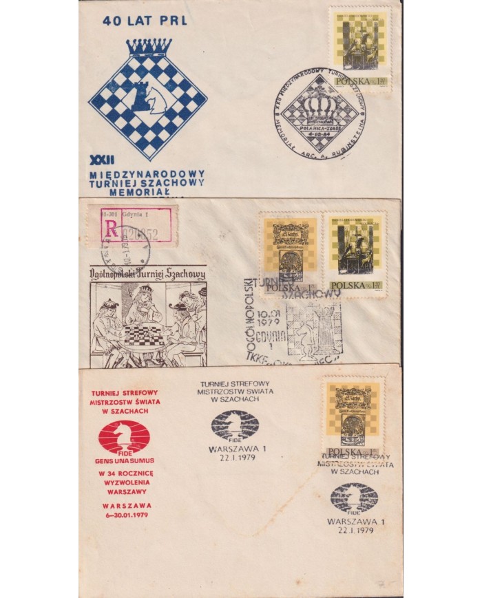 F-EX1906 POLONIA POSLKA POLAND. 10 SPECIAL CANCEL CHESS AJEDREZ.