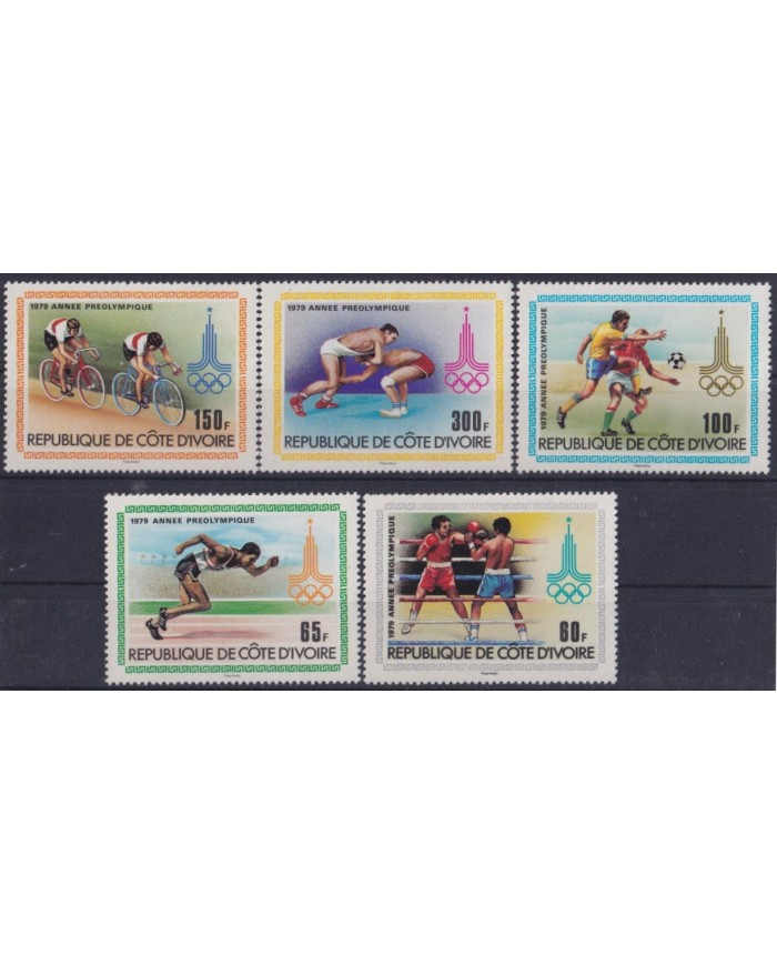 F-EX42397 YVORY COAST MNH 1980 MOSCOW OLYMPIC GAMES ATHLETISM CICLING BOXING SOCCER.