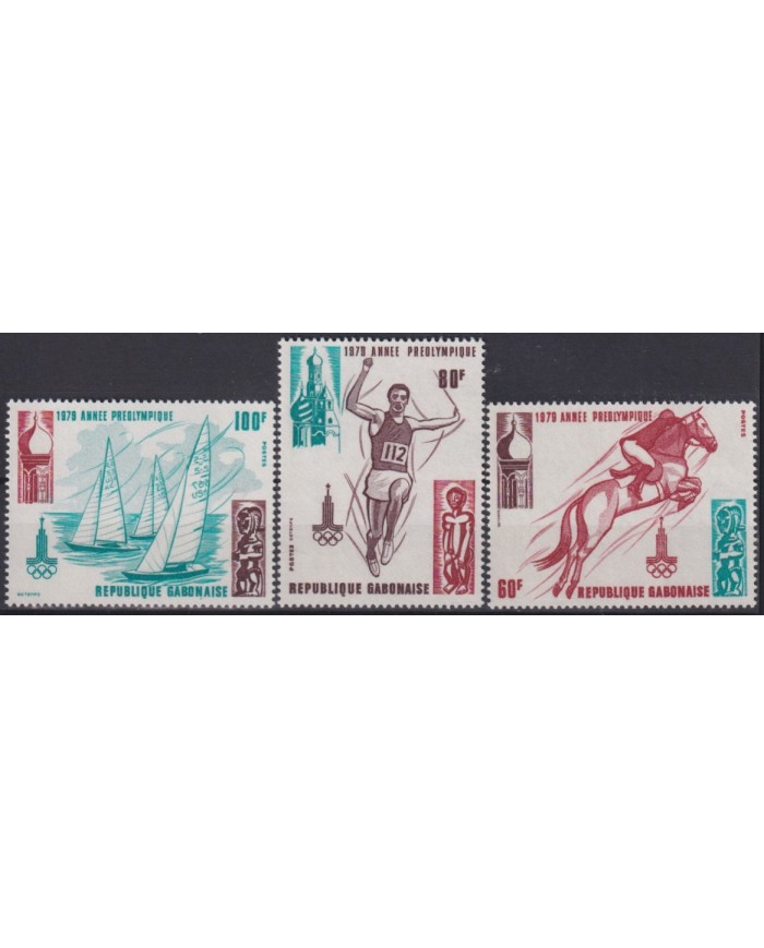 F-EX42617 GABON MNH 1979 MOSCOW OLYMPIC GAMES ATHLETISM SAILING EQUESTRIAN.