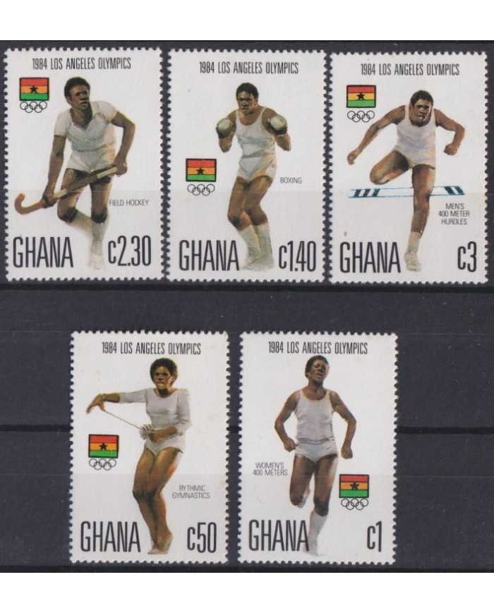 F-EX42626 GHANA MNH 1984 LOS ANGELES OLYMPIC GAMES ATHLETISM HOCKEY BOXING.