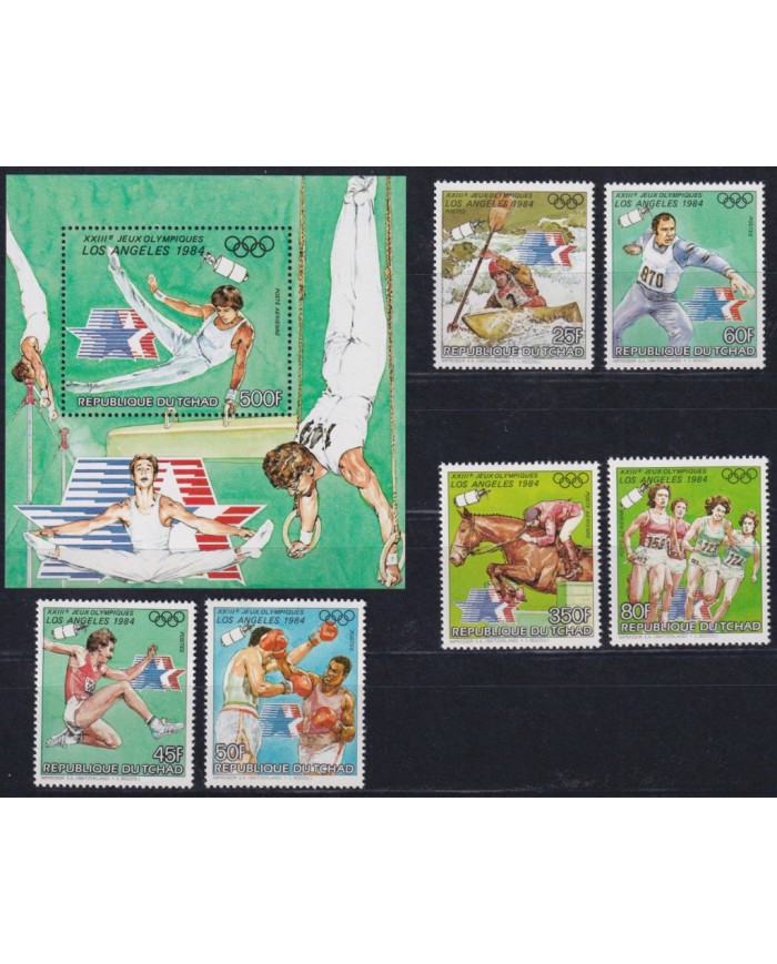 F-EX41882 CHAD TCHAD MNH 1984 LOS ANGELES OLYMPIC GAMES ATHLETISM BASKET BOXING EQUESTRIAN.