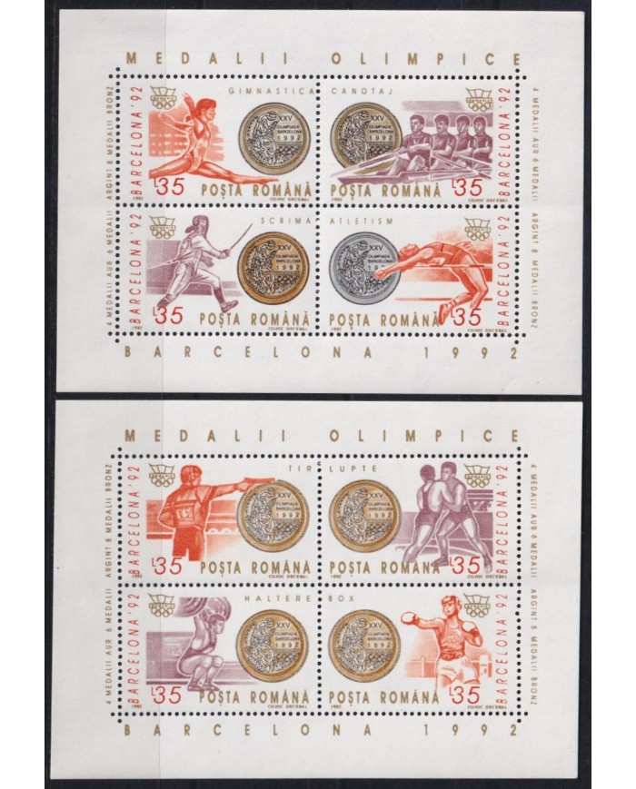 F-EX41930 RUMANIA MNH 1992 BARCELONA OLYMPIC GAMES SHUTTING ATHLETISM FENCING BOXING.
