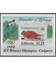 F-EX42673 LIBERIA MNH 1988 CALGARY DOUBLE LUGE TOBOGGAN WINTER OLYMPIC GAMES.