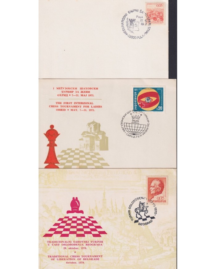 F-EX1922 YUGOSLAVIA JUGOSLAVIJA. 10 SPECIAL CANCEL CHESS AJEDREZ.