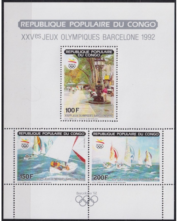 F-EX35339 CONGO MNH 1990 PERF OLYMPIC GAMES BARCELONA 1992 RAMBLA LIMITED EDITION.