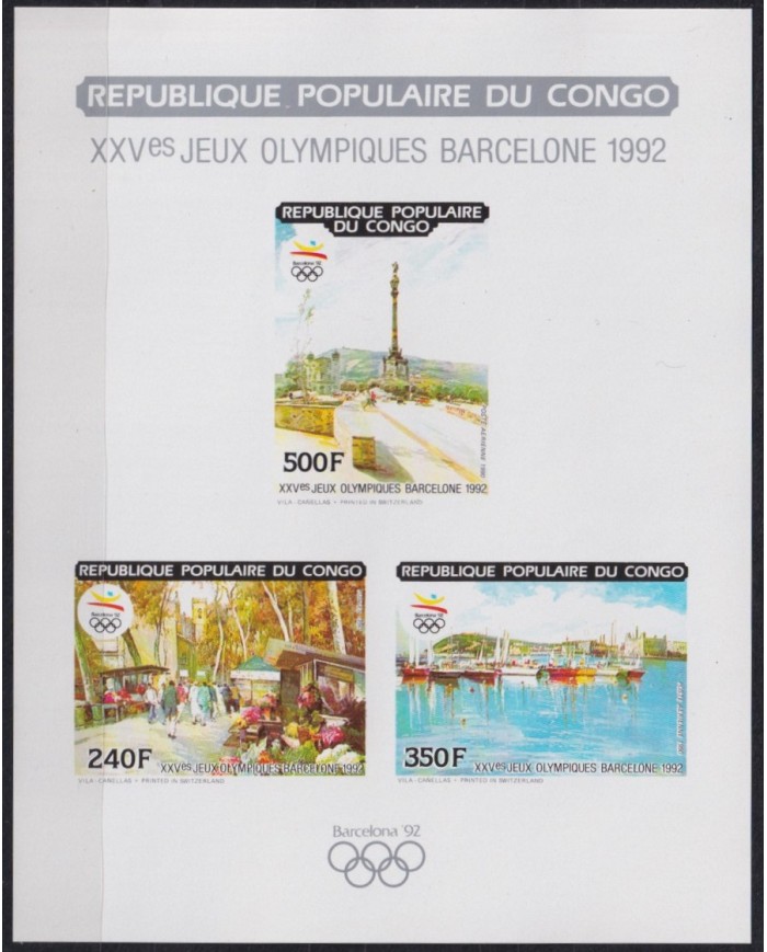 F-EX35340 CONGO MNH 1990 IMPERF OLYMPIC GAMES BARCELONA 1992 RAMBLA LIMITED EDITION.