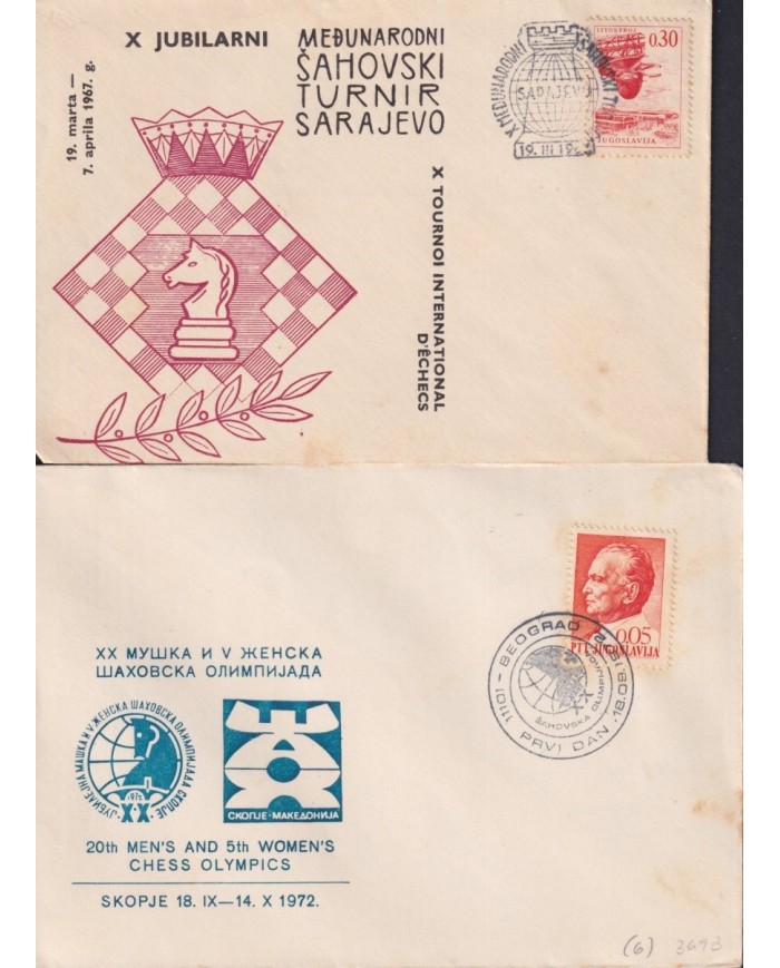 F-EX1922 YUGOSLAVIA JUGOSLAVIJA. 10 SPECIAL CANCEL CHESS AJEDREZ.