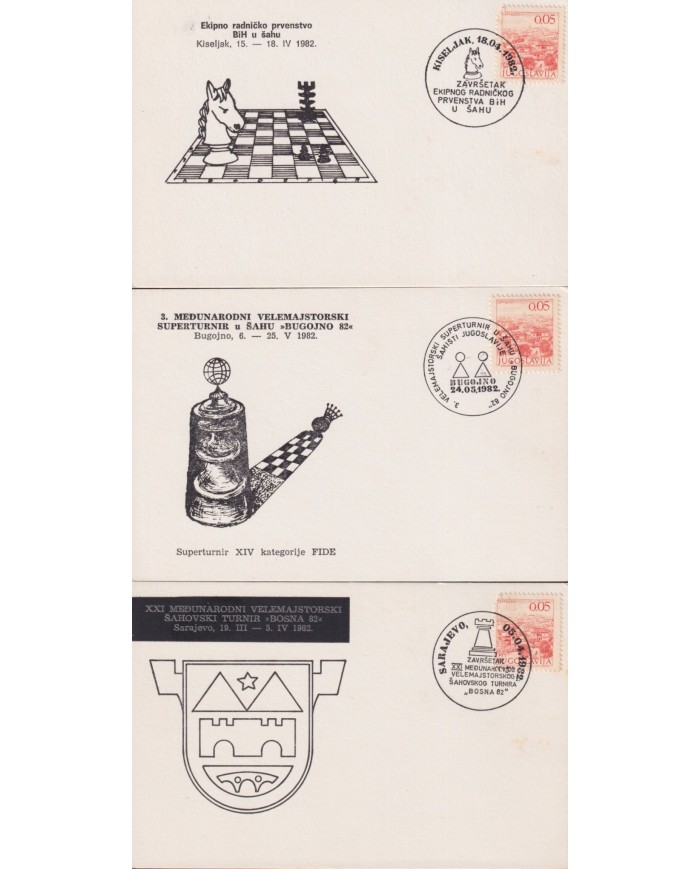F-EX1922 YUGOSLAVIA JUGOSLAVIJA. 10 SPECIAL CANCEL CHESS AJEDREZ.