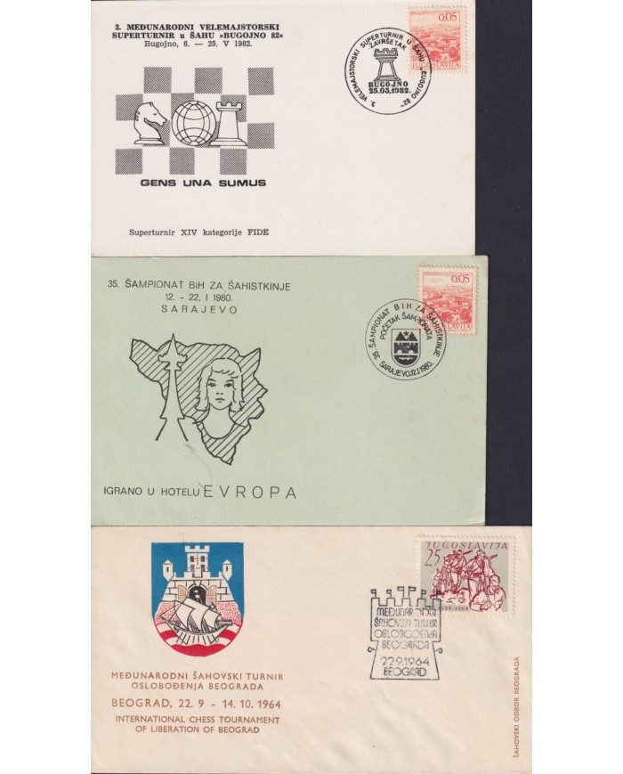 F-EX1923 YUGOSLAVIA JUGOSLAVIJA. 10 SPECIAL CANCEL CHESS AJEDREZ.