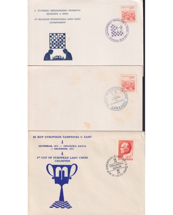 F-EX1923 YUGOSLAVIA JUGOSLAVIJA. 10 SPECIAL CANCEL CHESS AJEDREZ.