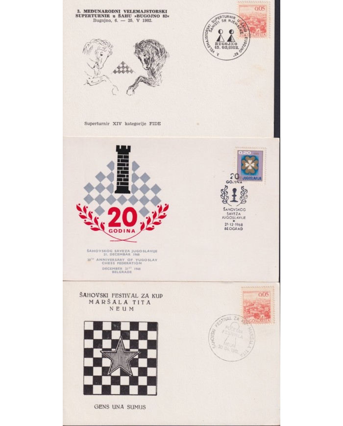 F-EX1923 YUGOSLAVIA JUGOSLAVIJA. 10 SPECIAL CANCEL CHESS AJEDREZ.