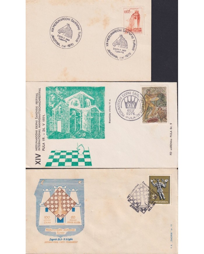 F-EX1924 YUGOSLAVIA JUGOSLAVIJA. 10 SPECIAL CANCEL CHESS AJEDREZ.