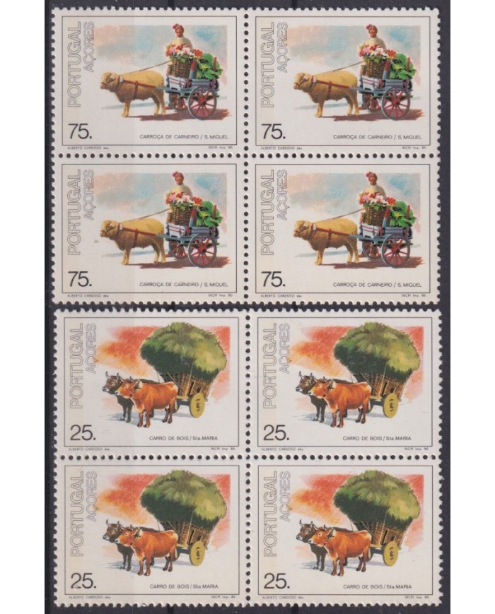 F-EX42279 PORTUGAL AZORES MNH 1986 TRADITIONAL TRANSPORT BULL CAR.