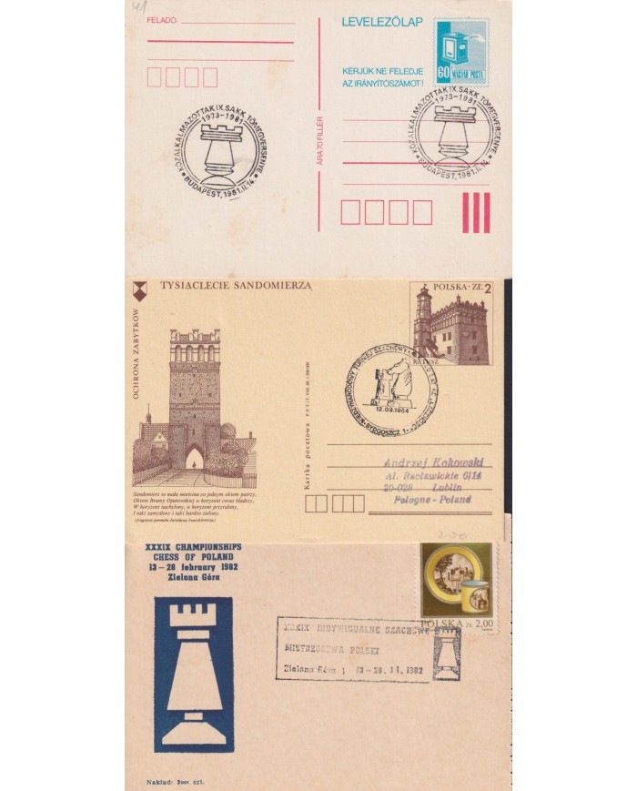 F-EX1907 POLONIA POSLKA POLAND. 10 SPECIAL CANCEL CHESS AJEDREZ.