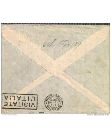 F-EX315 SPAIN ESPAÑA PENSION SCHRECK LAS PALMAS CANARIAS CENSORSHIP 1939 ITALY