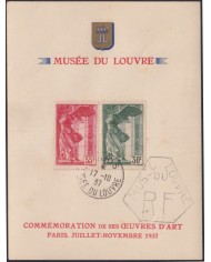 F-EX37472 FRANCE 1937 SPECIAL SOUVENIR VICTORY OF SAMOCRACY CANCEL.