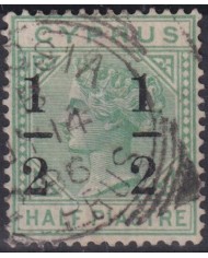 F-EX37475 CYPRUS 1882 ½ SUCHARGE Yvert.14ª CAT. 650 TYPE II.