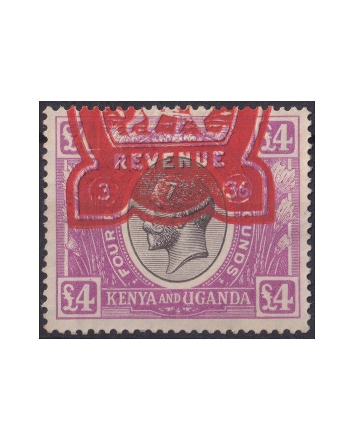 F-EX37491 KENYA UGANDA 1922-27 GEORGE V. 4 POUND USED Yvert.21. + 2100€.