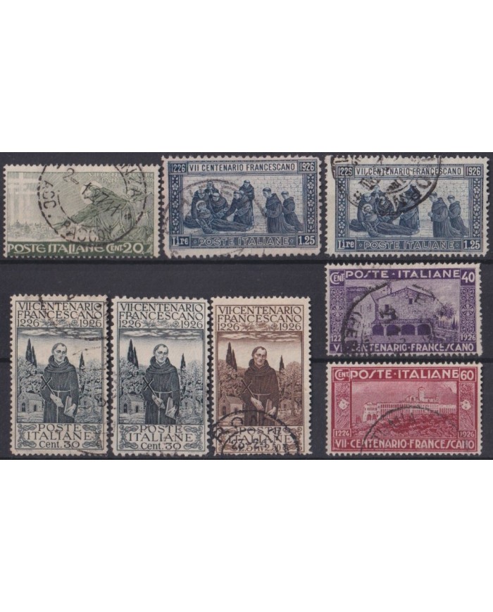 F-EX37493 ITALY 1926 USED ST FRANCIS VII CENTENARY COMPLETE SET.