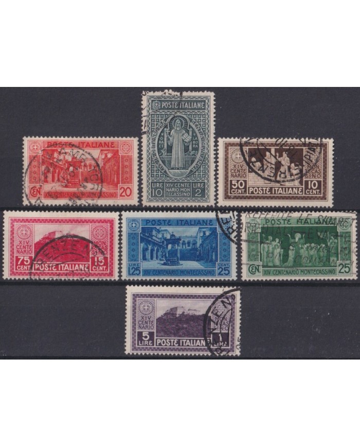 F-EX37501 ITALY 1929 USED MONTECASSINO MONASTERY CHURCH COMPLETE SET.