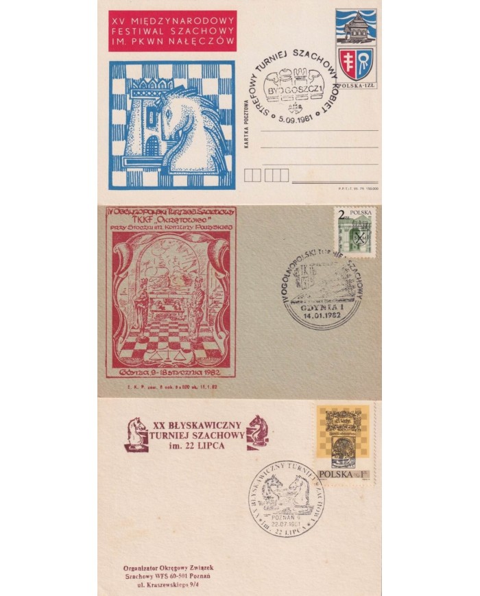 F-EX1907 POLONIA POSLKA POLAND. 10 SPECIAL CANCEL CHESS AJEDREZ.