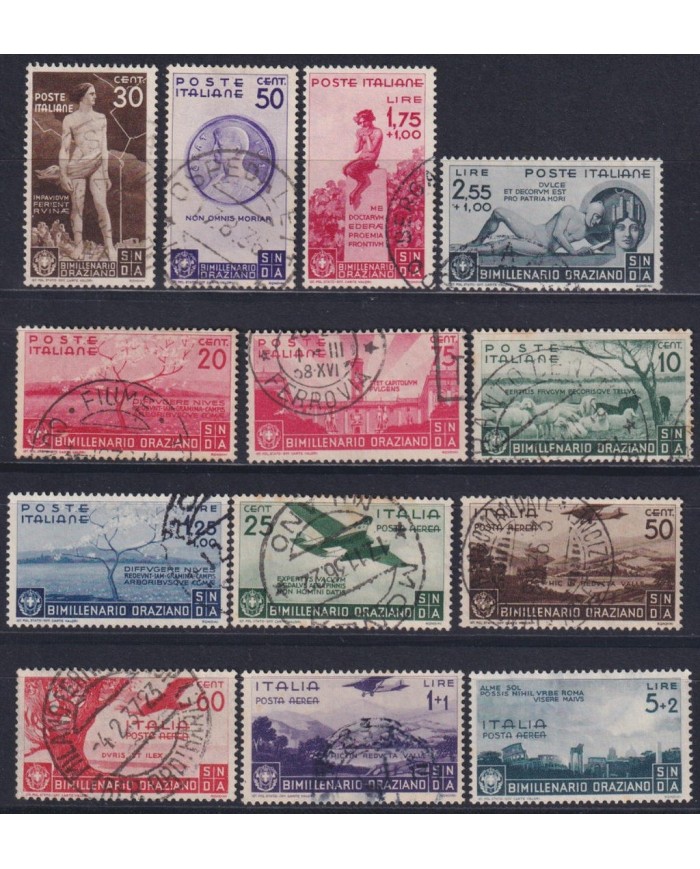 F-EX37513 ITALY 1936 USED HORATIO HORACE BIMILLENARY COMPLETE SET.