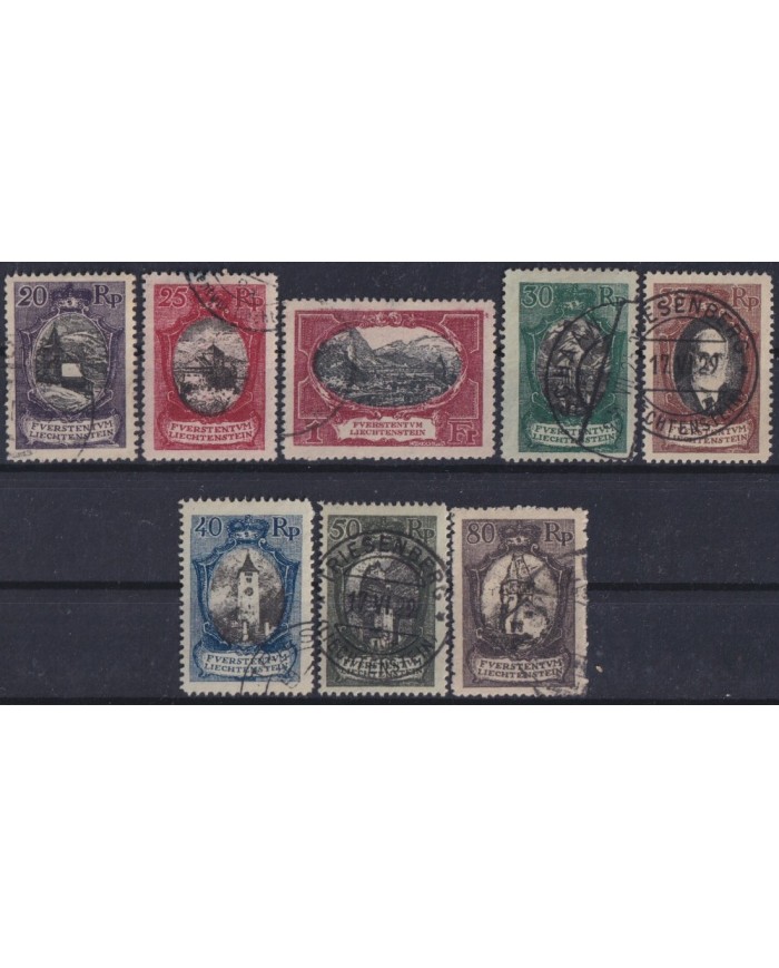 F-EX37521 LIECHTENSTEIN 1921 PRINCE JOHAN & ARCHITECTURE USED COMPLETE SET.