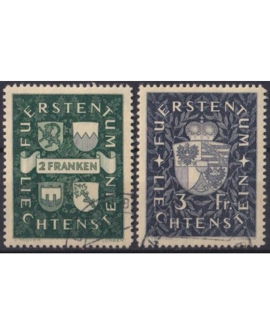 F-EX37528 LIECHTENSTEIN 1939 COAST OF ARMS USED COMPLETE SET.