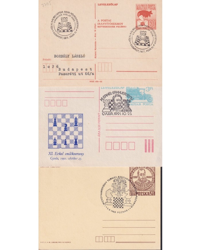 F-EX1908 POLONIA POSLKA POLAND. MAGYAR. 10 SPECIAL CANCEL CHESS AJEDREZ.