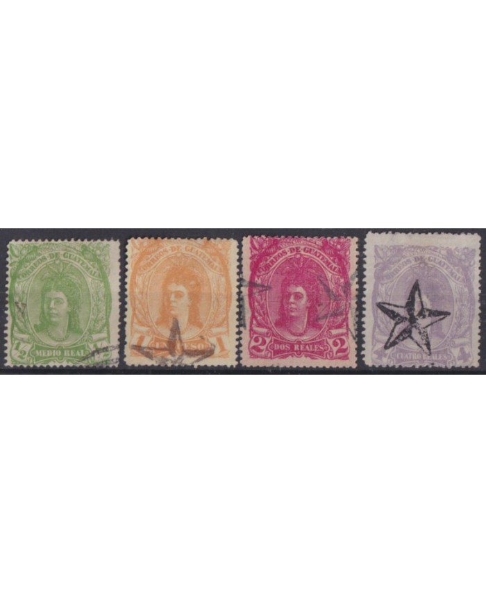 F-EX37624 GUATEMALA 1878 INDIAN WOMAN CANCELLED STAMP