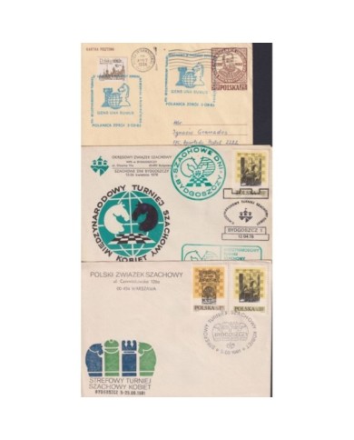 F-EX1911 POLONIA POSLKA POLAND 10 SPECIAL CANCEL CHESS AJEDREZ.