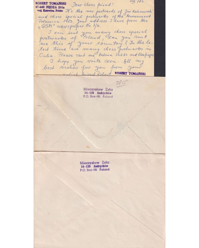 F-EX1911 POLONIA POSLKA POLAND 10 SPECIAL CANCEL CHESS AJEDREZ.