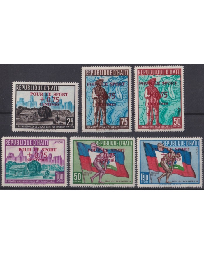 F-EX42303 HAITI MH 1959 SPORT OVERPRINT DICOBOLO PANAMERICAN GAMES CHICAGO.
