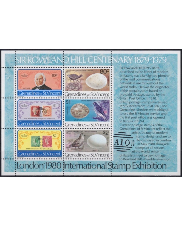 F-EX41915 GRENADINES & ST VINCENT MNH 1979 ROWLAND HILL CENTENARY EGG BIRD.