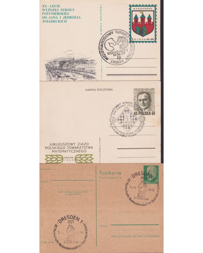 F-EX1911 POLONIA POSLKA POLAND 10 SPECIAL CANCEL CHESS AJEDREZ.