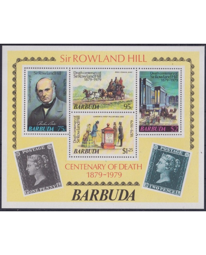 F-EX42353 BARBUDA MNH 1979 ROWLAND HILL CENTENARY OF DEATH.