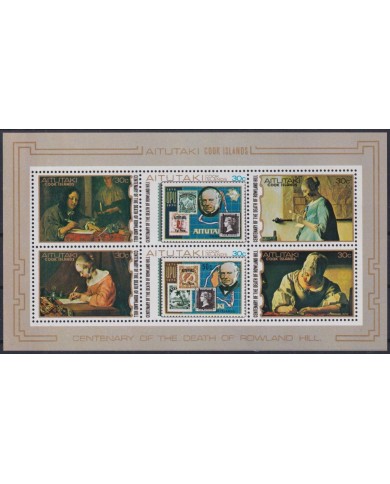 F-EX42329 AITUTAKI MNH 1979 ROWLAND HILL CENTENARY OF DEATH ART PAINTING.