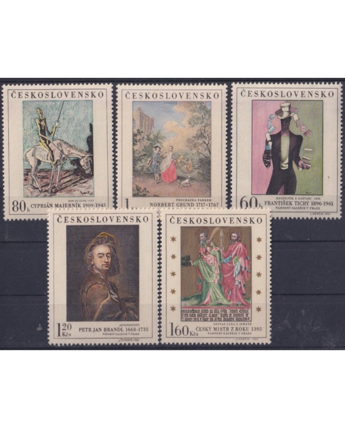F-EX42124 CZECHOSLOVAKIA MNH 1967 ART PAINTING MAJERNIK GRUND BRANDL TICHY.