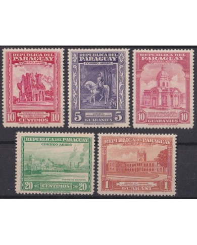 F-EX42202 PARAGUAY MH 1946 PRESIDENT SOLANO & COLONIAL ARCHITECTURE.