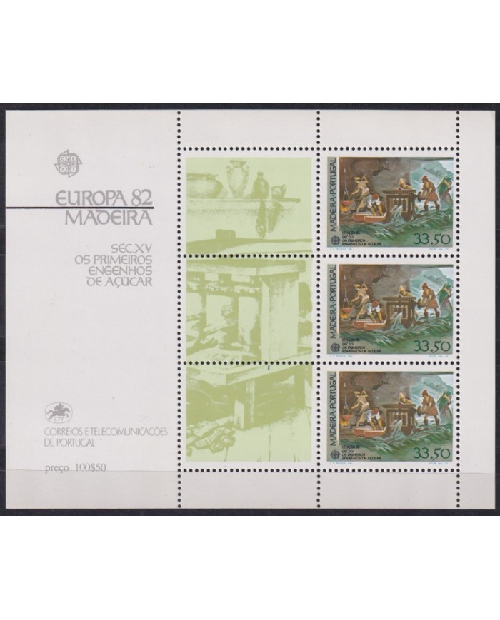 F-EX41872 PORTUGAL MADEIRA MNH 1982 EUROPA ART PAINTING SUGAR FACTORY SHEET.