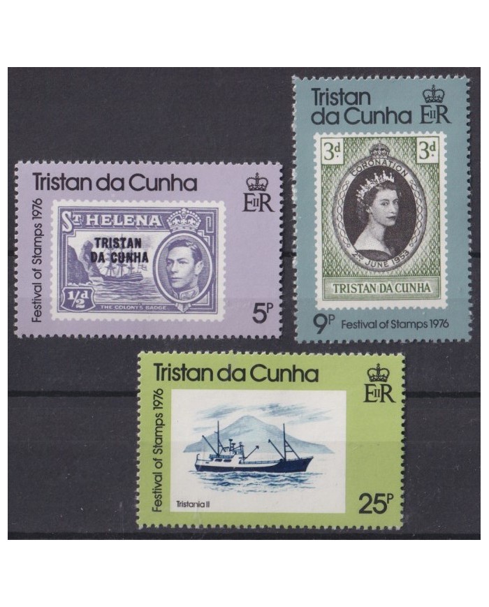 F-EX41983 TRISTAN DA CUNHA MNH 1976 FESTIVAL OF STAMPS SHIP & QUEEN ELIZABETH.