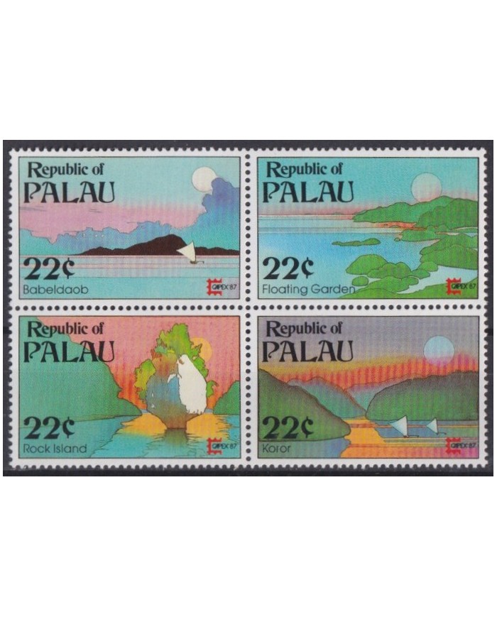 F-EX42173 PALAU MNH 1987 LANDSCAPE DRAWING ROCK ISLAND BABELDAOB.