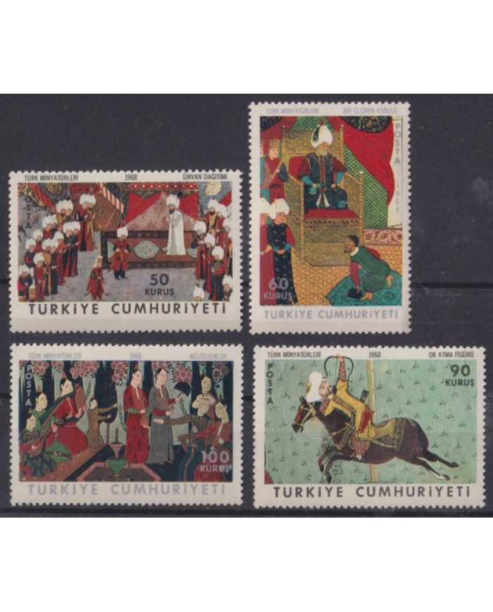F-EX42128 TURKEY MNH 1968 ART PAINTING ARCHERY HORSE.
