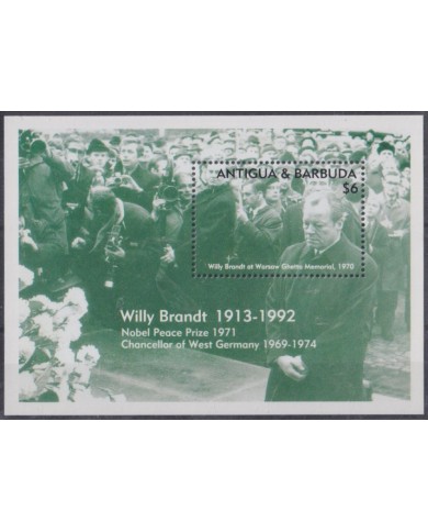F-EX42335 ANTIGUA & BARBUDA MNH 1993 PEACE NOBEL AWARD CHANCELLOR WILLY BRANDT