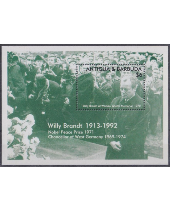 F-EX42335 ANTIGUA & BARBUDA MNH 1993 PEACE NOBEL AWARD CHANCELLOR WILLY BRANDT