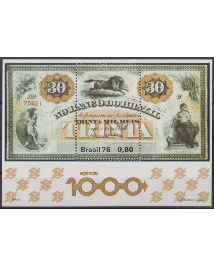 F-EX42360 BRAZIL BRASIL MNH 1976 AGENCIA 1000 OLD BANKNOTE.
