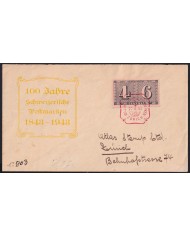 F-EX43106 SWITZERLAND 1943 FDC FIRST STAMPS RED CANCEL.